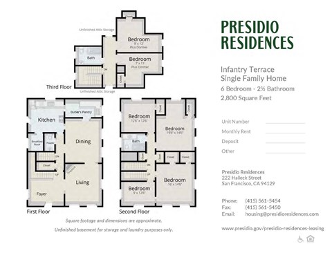 A floor plan for a Presidio Residences single family home.